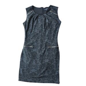 ENFOCUS Studio Soft Elegant Black And Dark Grey Patterned Dress